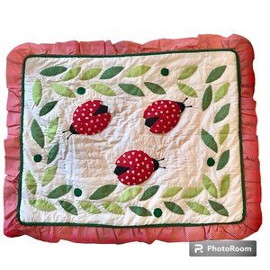 Vintage Britannica Home Fashions Ladybug Standard Pillow Sham Quilted 26" X 20"